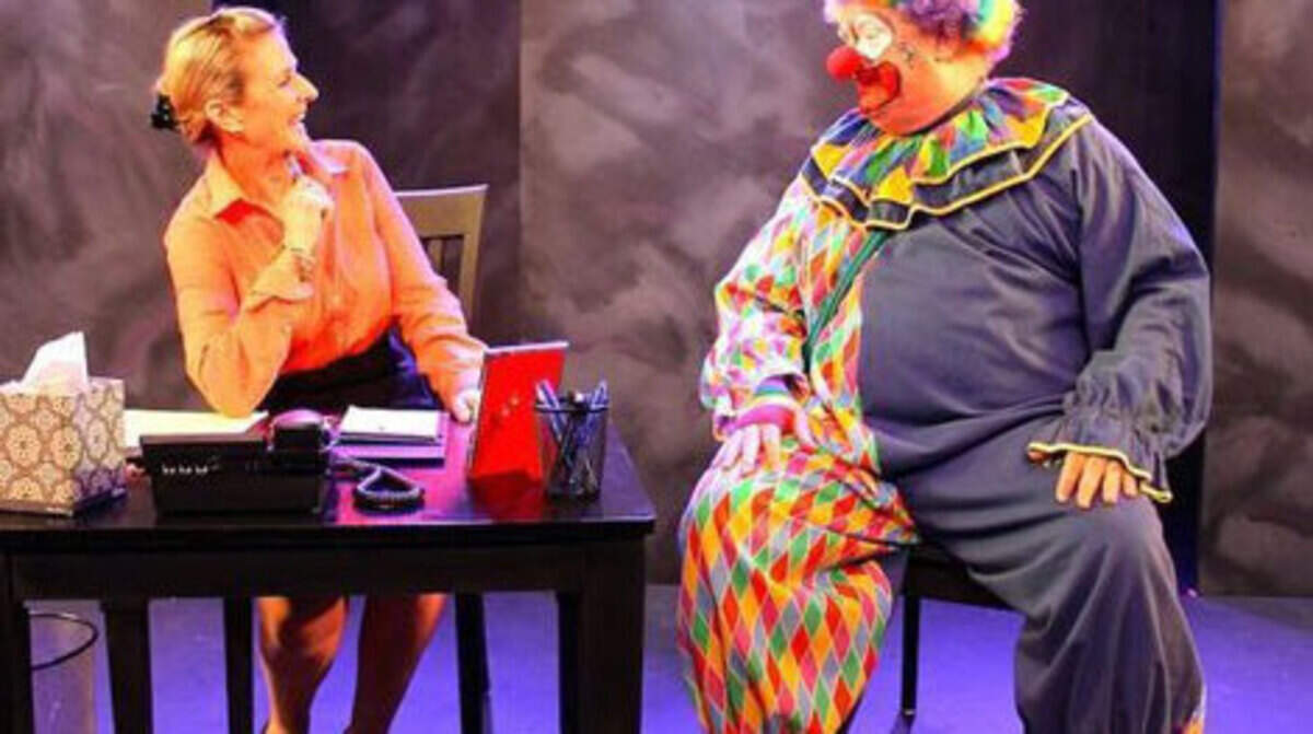 Janet Weakley turns an interview into comic agony for Troy Stanley in ‘Fifty Plus’ at Empire Stage. Marj O’Neill-Butler