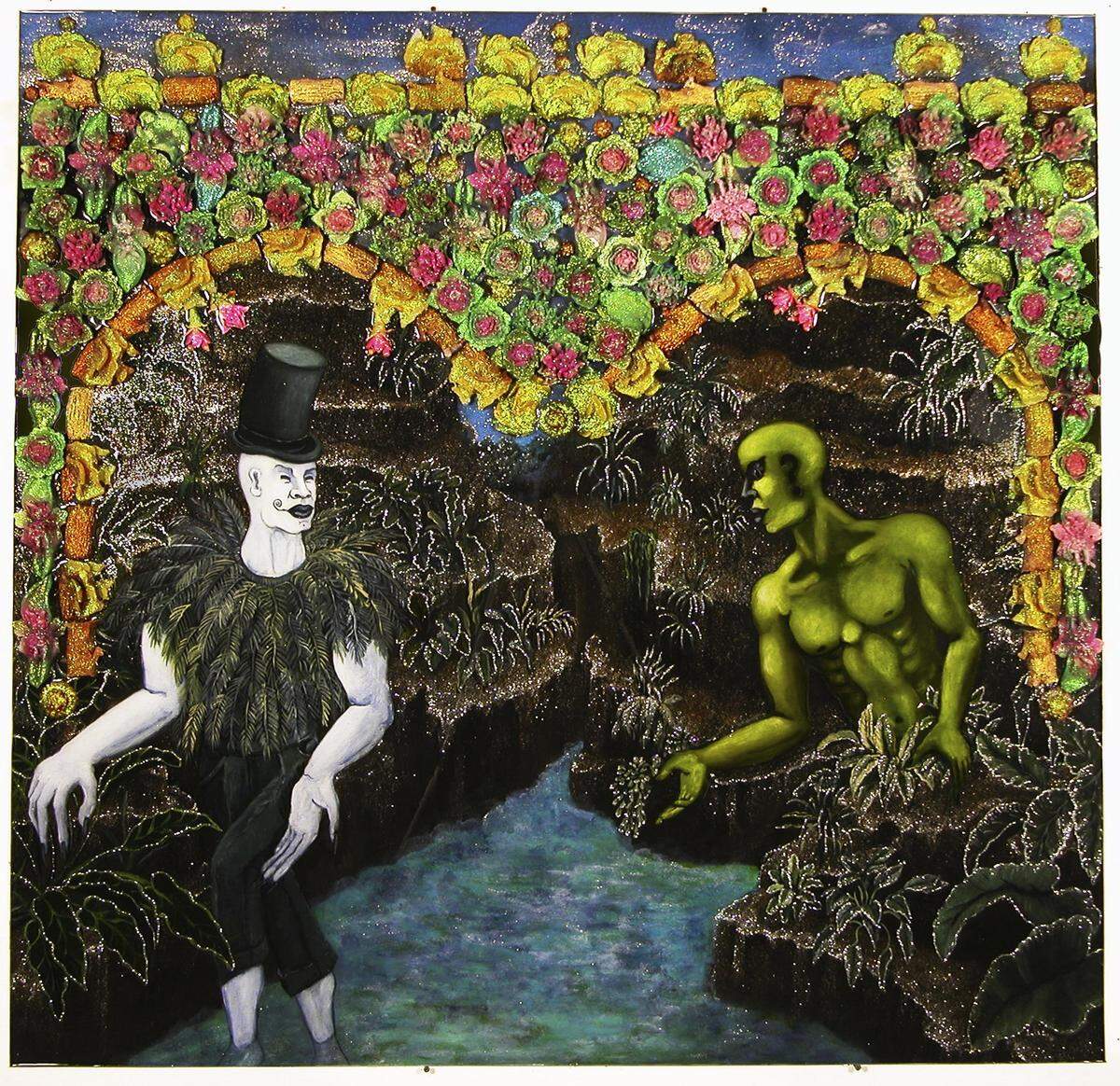Edouard Duval-Carrie "El extraño mundo de los zombies" 201660"x60”Mixed media on aluminum US$30,000