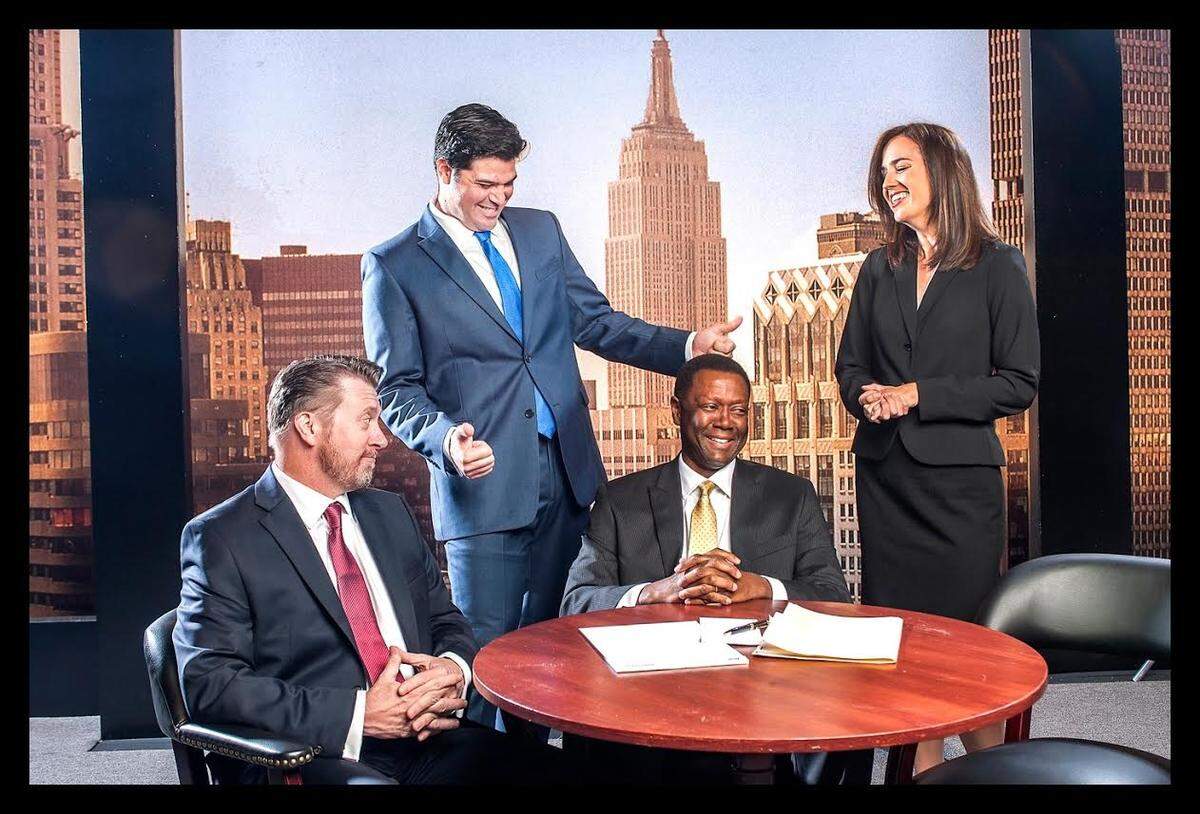 Stephen G. Anthony, Alex Alvaraez, Robert Strain and Katherine C. McDonald in "Dry Powder."