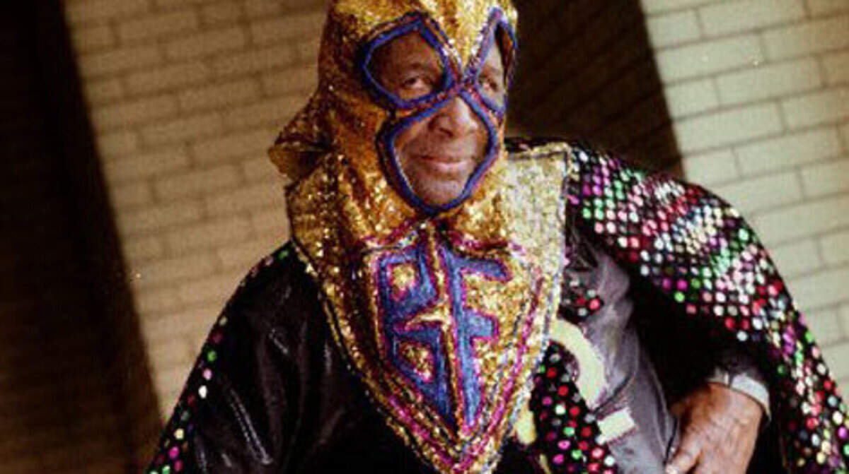 Miami sound legend "Blowfly", aka Clarence Reid, wears his costume. Photo: Patrick Farrell/Miami Herald