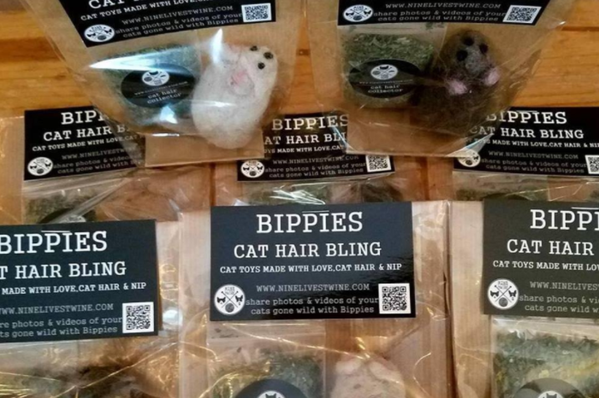 A catnip toy for kittens made from cat fur via Nine Lives Twine on Facebook