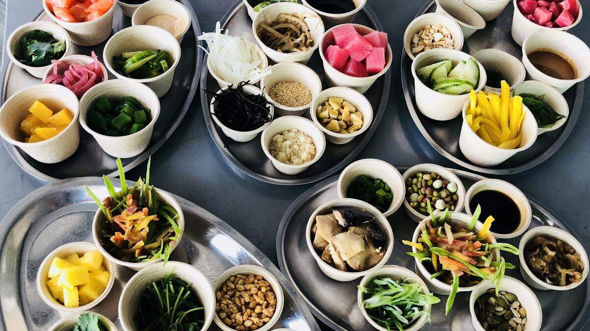 Ingredients for Little Island Poke Shop's bowls.