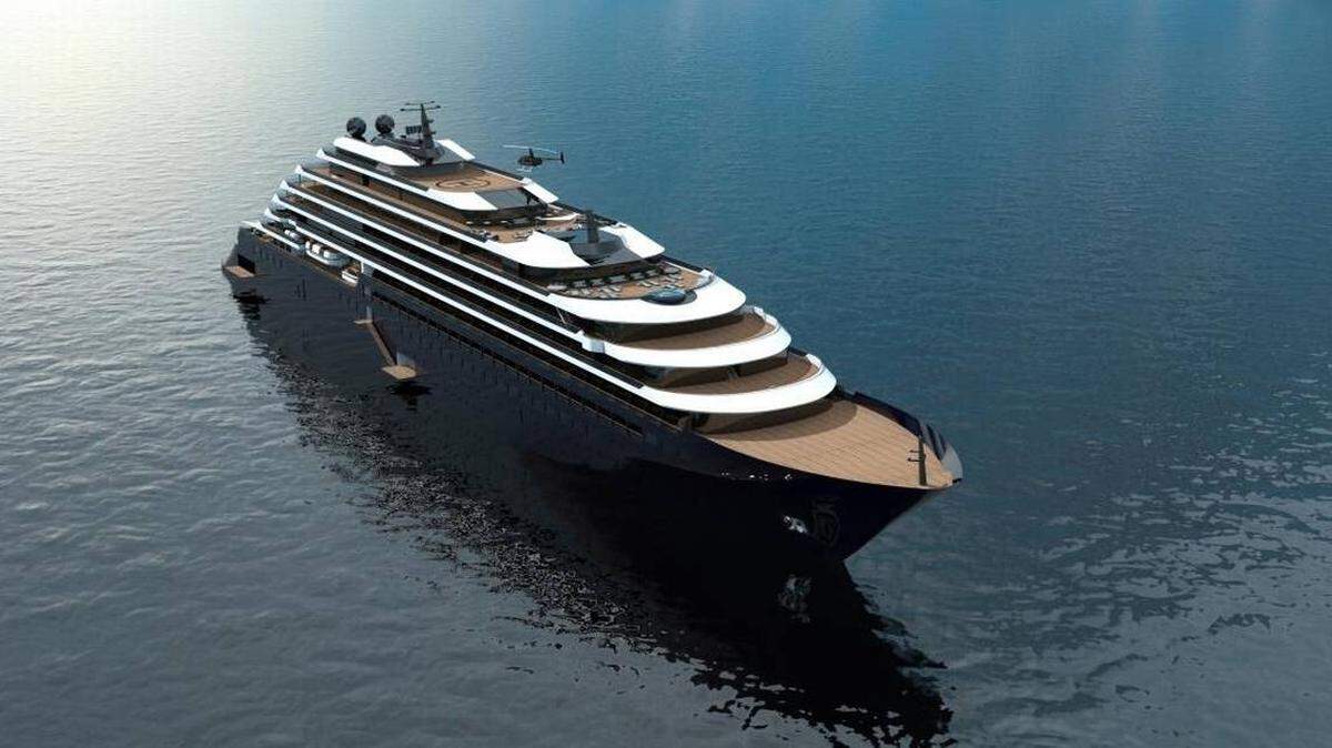 Rendering of a Ritz-Carlton Yacht Collection yacht. The cruise line is building three, 298-passenger yachts set to launch in late 2019. Ritz-Carlton Yacht Collection