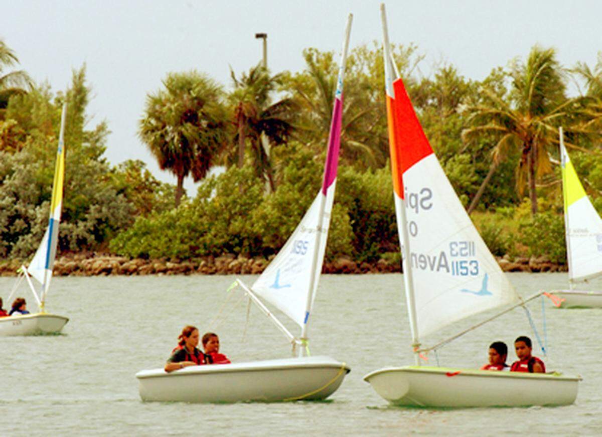 A sailing program at the Oleta River State Park. The popular weekend destination had to shut down its beaches and water programs for two days after a Feb. 2 spill from a nearby Miami-Dade sewage-pump station in Sunny Isles Beach.