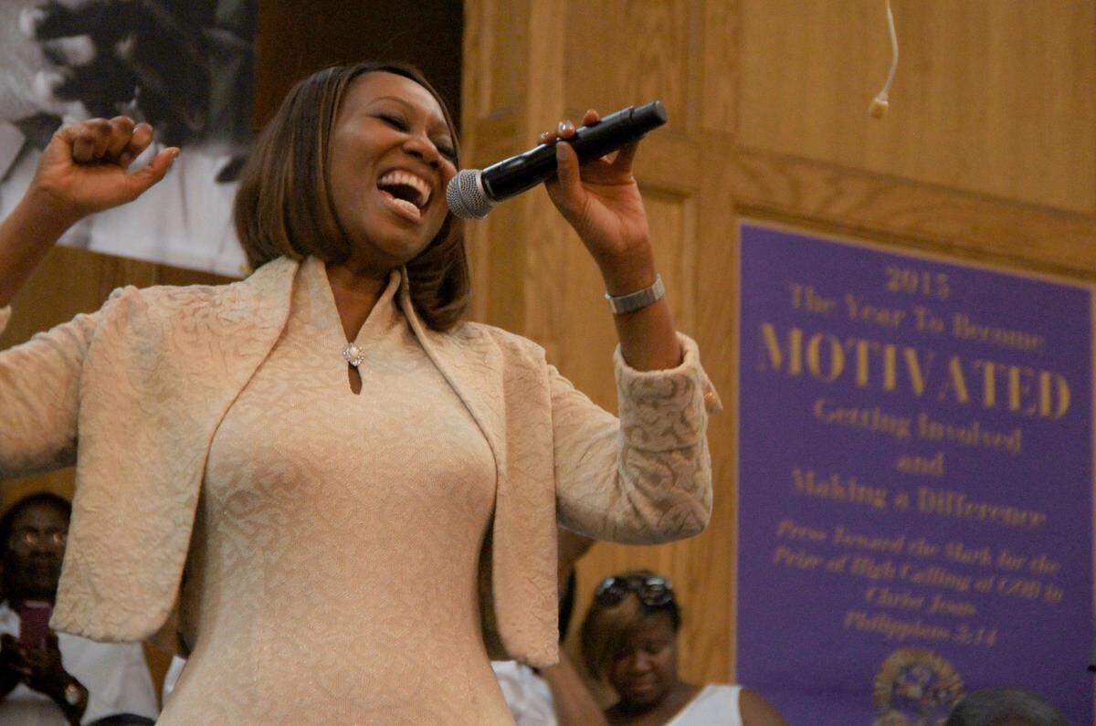 Grammy Award winner Yolanda Adams sings at the Martin Luther King Jr. Candlelight Memorial Service and Gospel Concert at Mt. Calvary Baptist Church on Saturday, April 4.