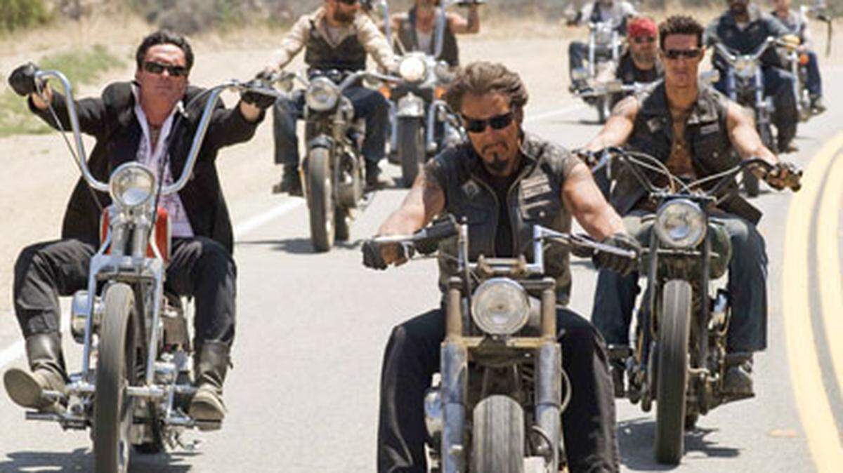Michael Madsen (The Gent), Larry Bishop (Pistolero) and Eric Balfour (Comanche) star in Hell Ride. Photo: Will McGarry.