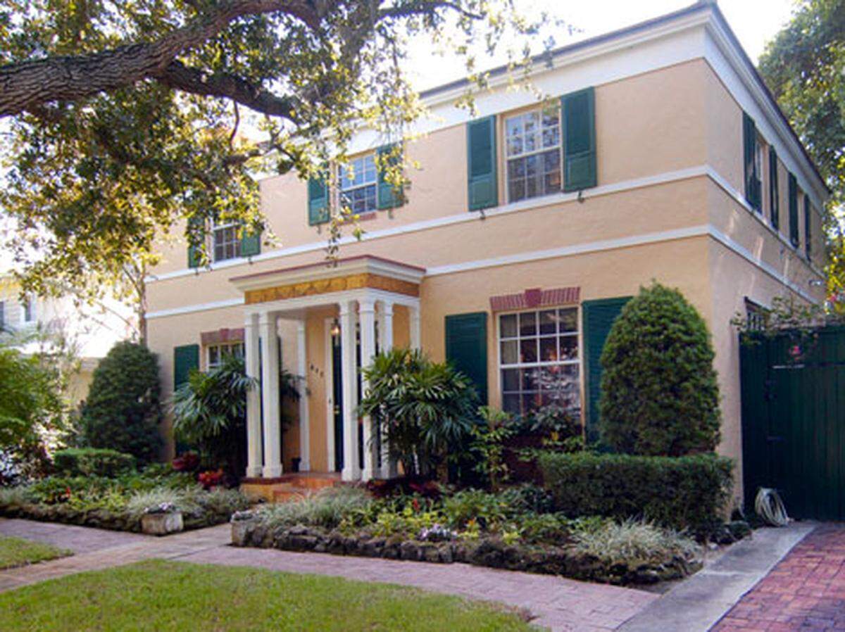 The classically inspired Sweetland House in Miami’s Morningside neighborhood is protected because it sits within a city-designated historic district.