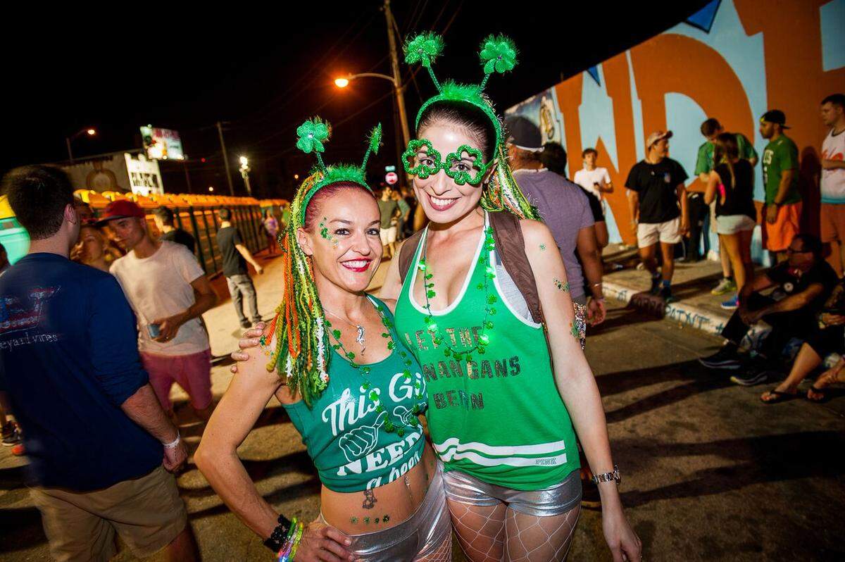 Decked out in green for Wynwood St. Paddy's Day block party.