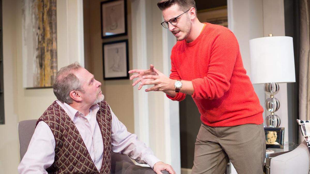 Caleb (Ryan Didato) would gladly strangle his dad (Peter Librach) in 'The Goldberg Variations.'