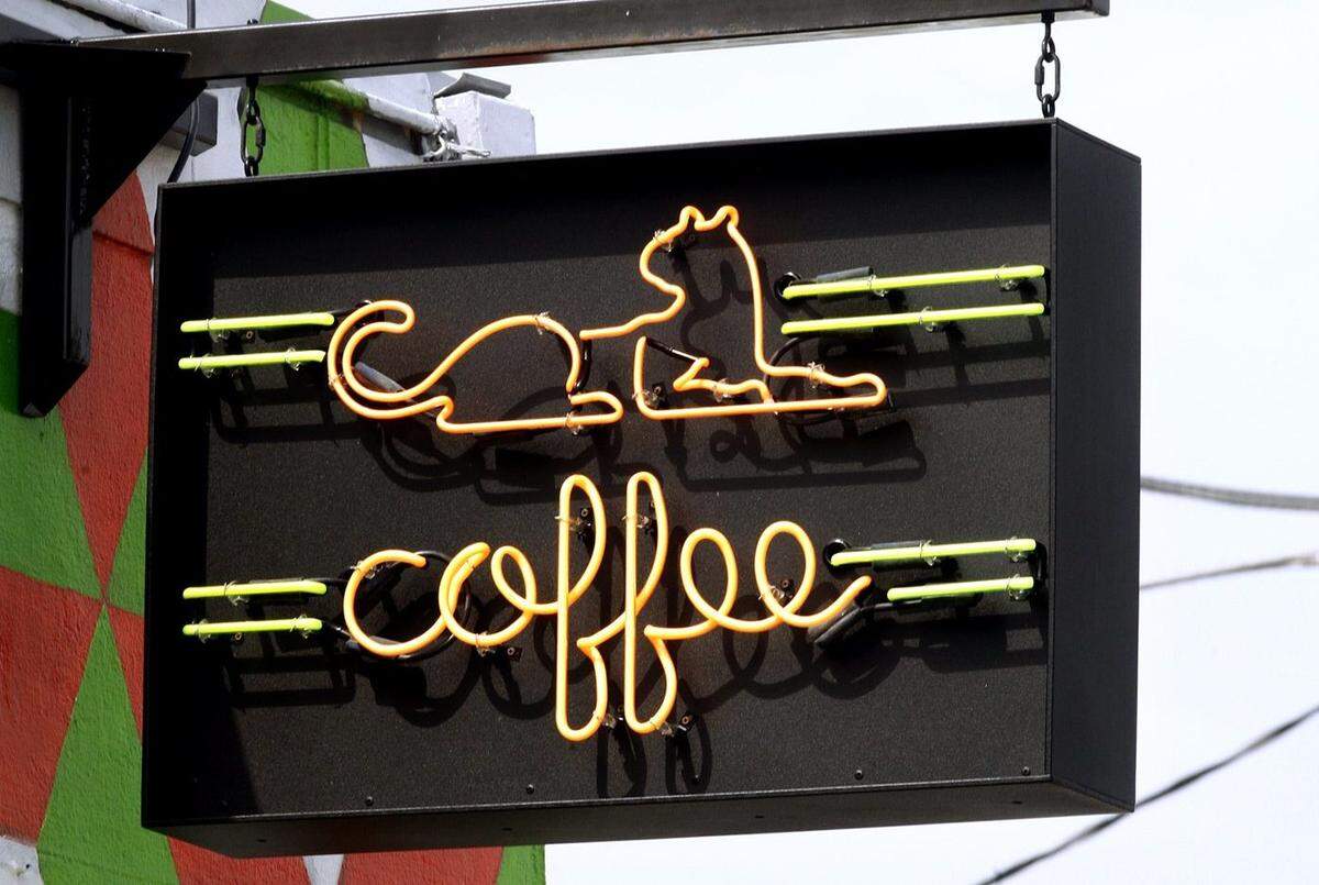 A neon sign hangs outside Panther Coffee, a startup business owned by husband and wife Joel Pollock and Leticia Ramos Pollock. The couple got a loan for the small business, at 2390 NW Second Ave., in Miami's Wynwood section. The planned opening is in mid-March.