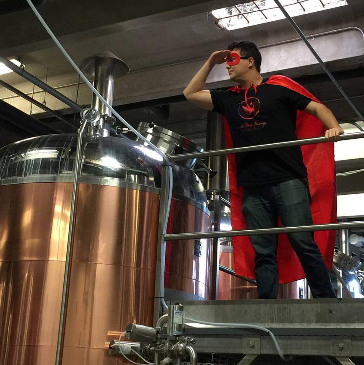 Caped crusader keeps a look out at Concrete Beach Brewery's taproom. (Facebook)