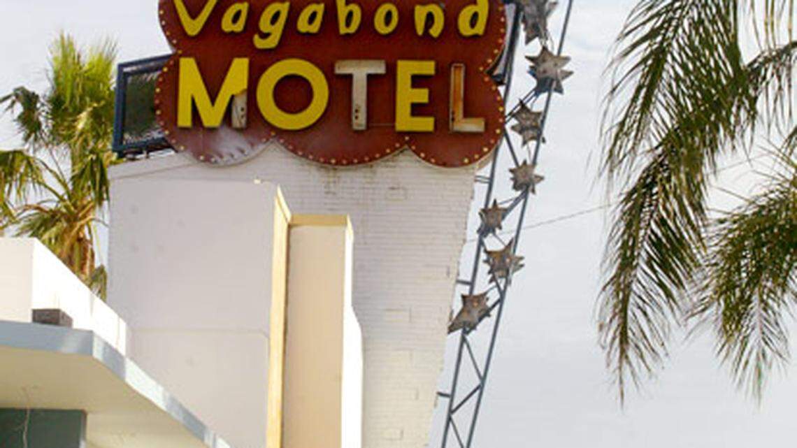 The original signs of the 1953 Vagabond Motel on Biscayne Boulevard and 73rd Street. Photo: Ronna Gradus.