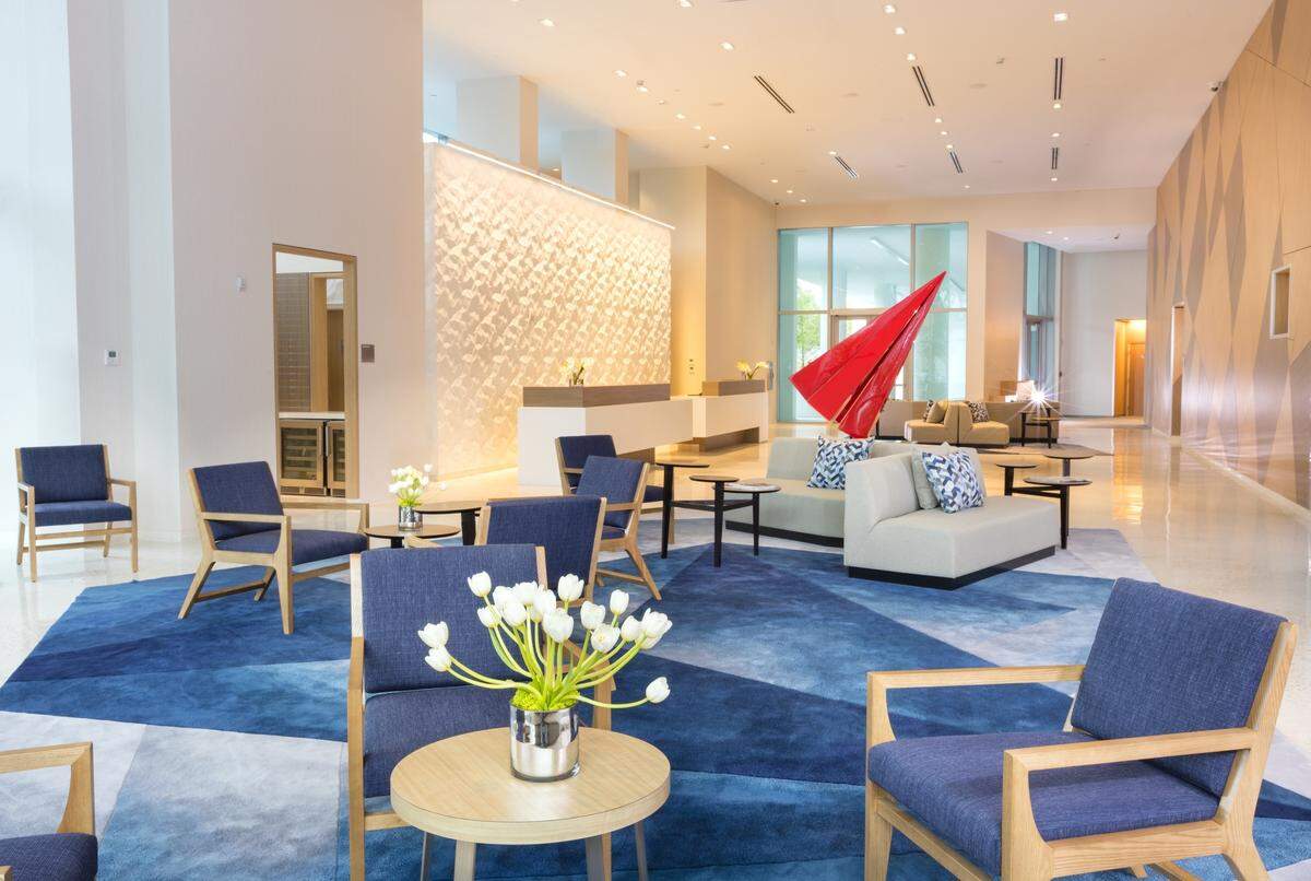 The chic lobby at the Atton.
