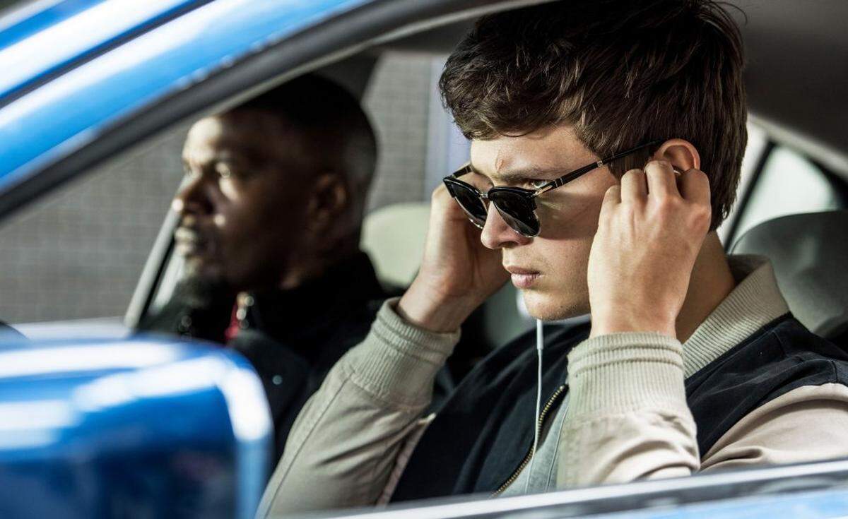 Ansel Elgort, right, and Jamie Foxx in a scene from "Baby Driver," in theaters on June 28.