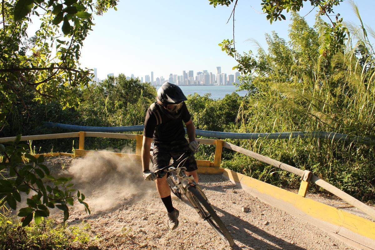 Biking through Virginia Key's trails.