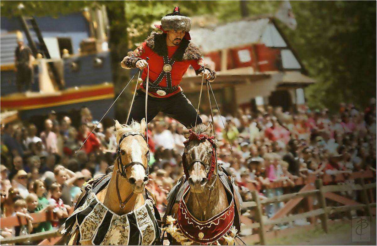Performer shows off horse riding skills at Renaissance Festival. Handout