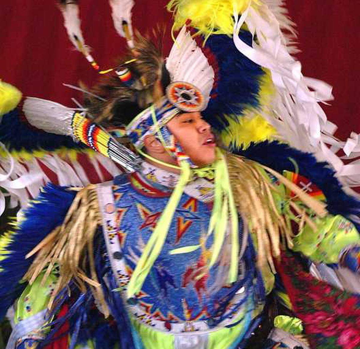 J.R. Lonelodge, an Arapaho/Cheyenne Indian from Oklahoma dances the "Fancy War Dance" at the Miccosukee Indian Arts Festival.