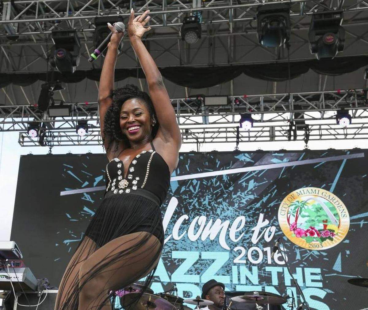 Local artist April Raquel and the Koture Funk perform at the 11th annual Jazz in the Gardens Music Festival in Miami Gardens on Saturday, March 19, 2016.