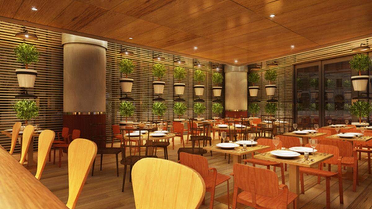 Rendering of the dining room at Fi'lia, Michael Schwartz forthcoming Italian restaurant at SLS Brickell
