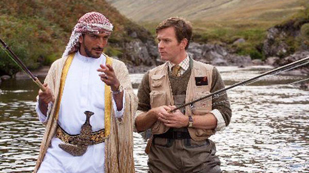 Amr Waked, left, and Ewan McGregor star in 'Salmon Fishing in the Yemen'.