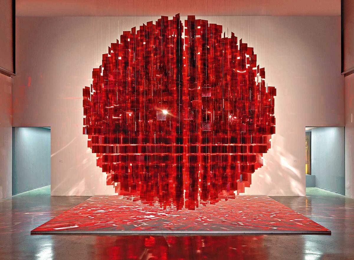 Julio Le Parc’s “Sphère rouge (Red Sphere),” 2001, now at Perez Art Museum Miami.