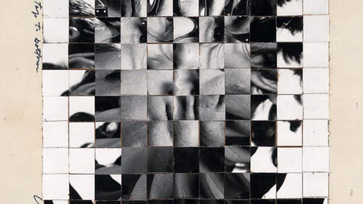 Study for Slow Pan–Keith (16mm film), 1970. Gelatin silver prints, board, felt-tip pen, pencil and glue. Private Collection