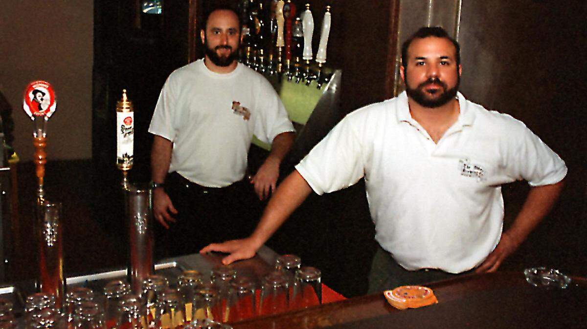 Ray Rigazio and Richard Dispenzieri(l-r) owners of The Abbey Brewing Co. in 1998.