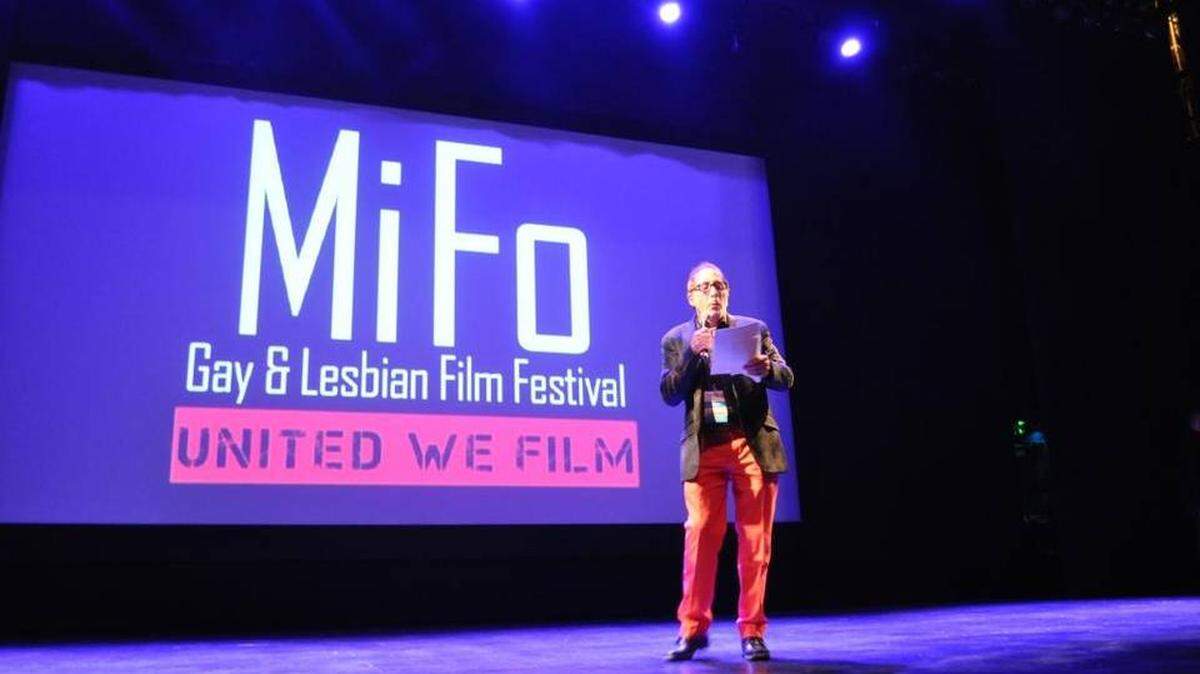 Mark Gilbert welcomes the opening night audience at the 2015 MiFo LGBT Film Festival in Miami. The festival will now be known as the Outshine Film Festival. STEVE ROTHAUS Miami Herald File