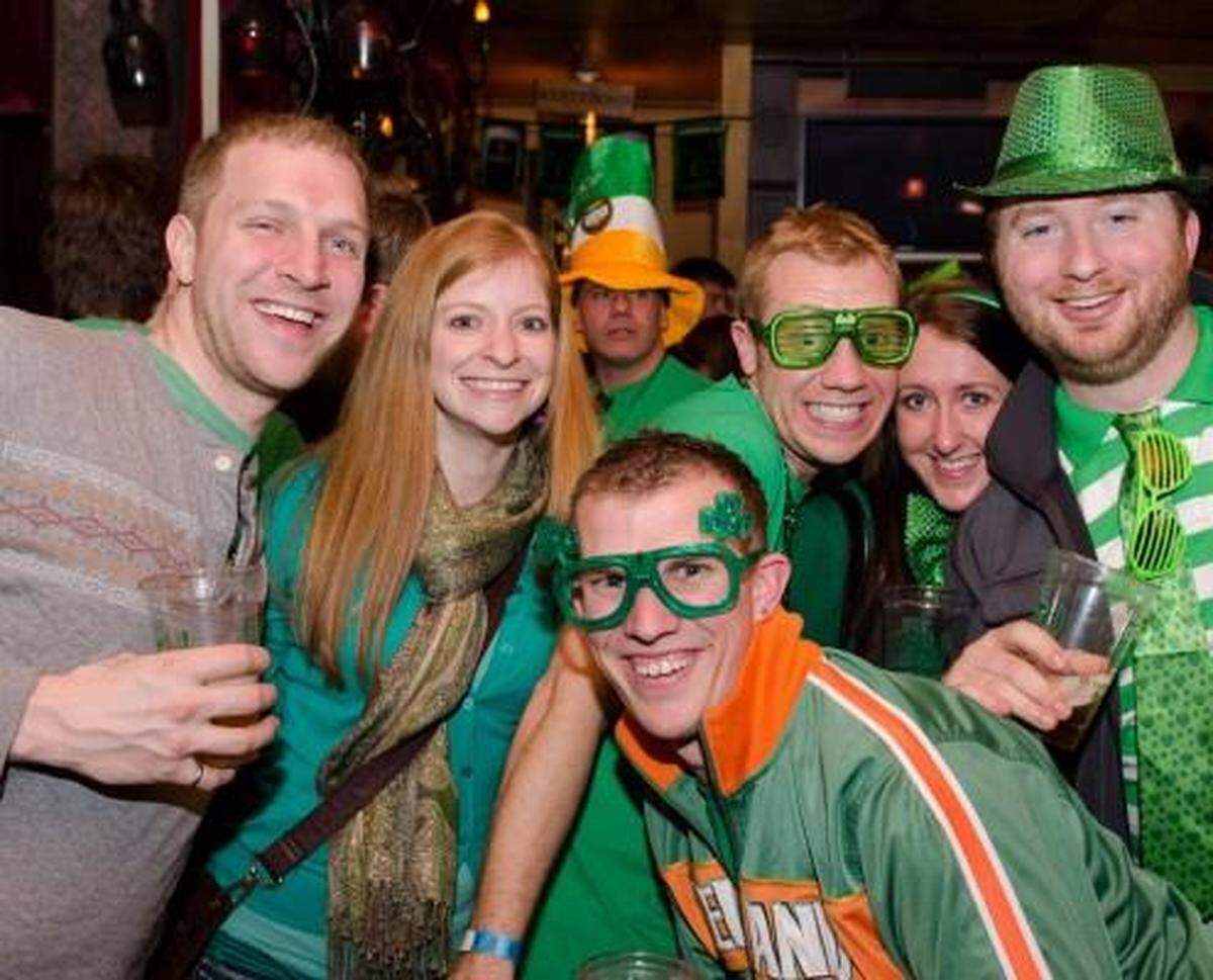 The crowds at Fado Irish Pub decked out in their best green garb.