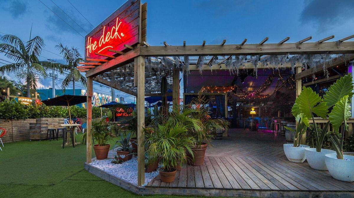 The new Wynwood Marketplace includes the deck, a 100-seat outdoor bar.