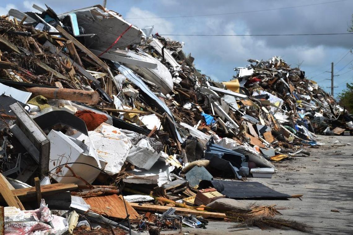 A large pile of debris by Big Pine Key on Oct. 5, the area hit hardest by Hurricane Irma, details the kind of damage the island suffered.