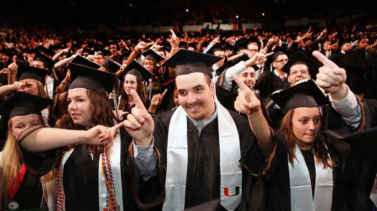 A group of students during the University of Miami graduation ceremony on May 6, when about 770 students from the College of Arts and Sciences celebrated their graduation.