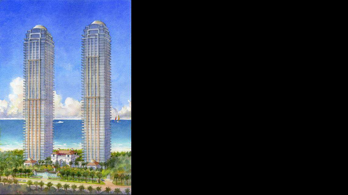 
A rendering of the proposed towers at the Estates at Acqualina, a new development by the Trump Group.
