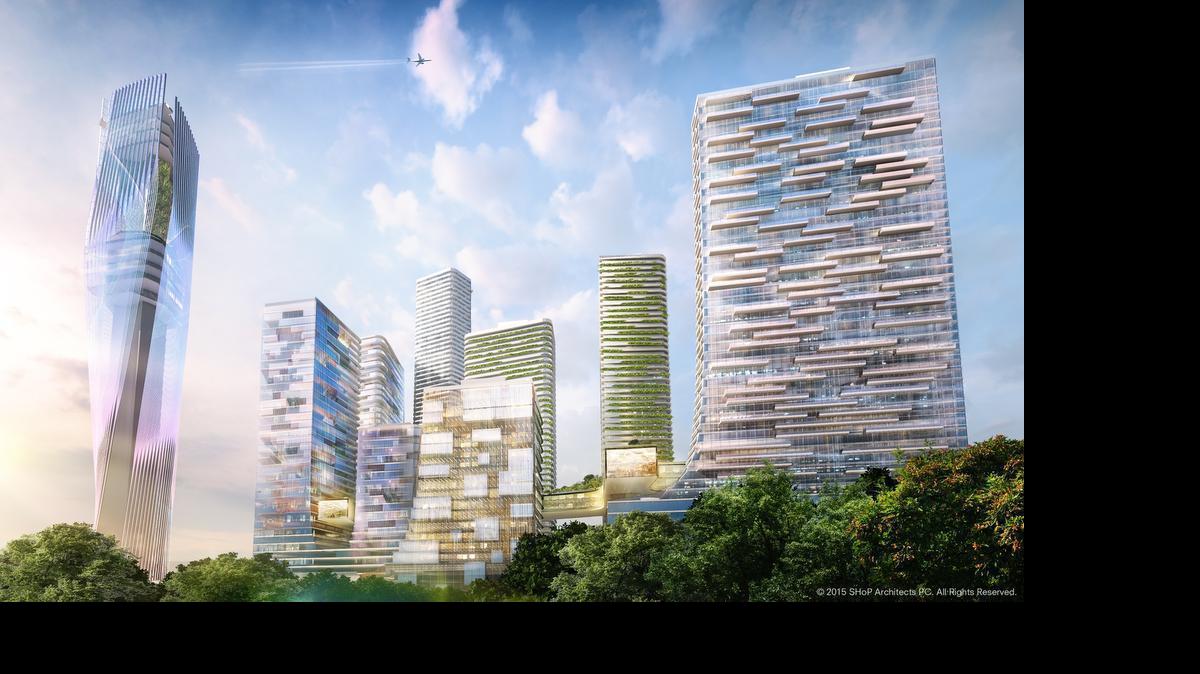 
The Miami Innovation District, as proposed, would include nine towers in a four block section of Park West. Half of the space would be for offices, the developer said.

