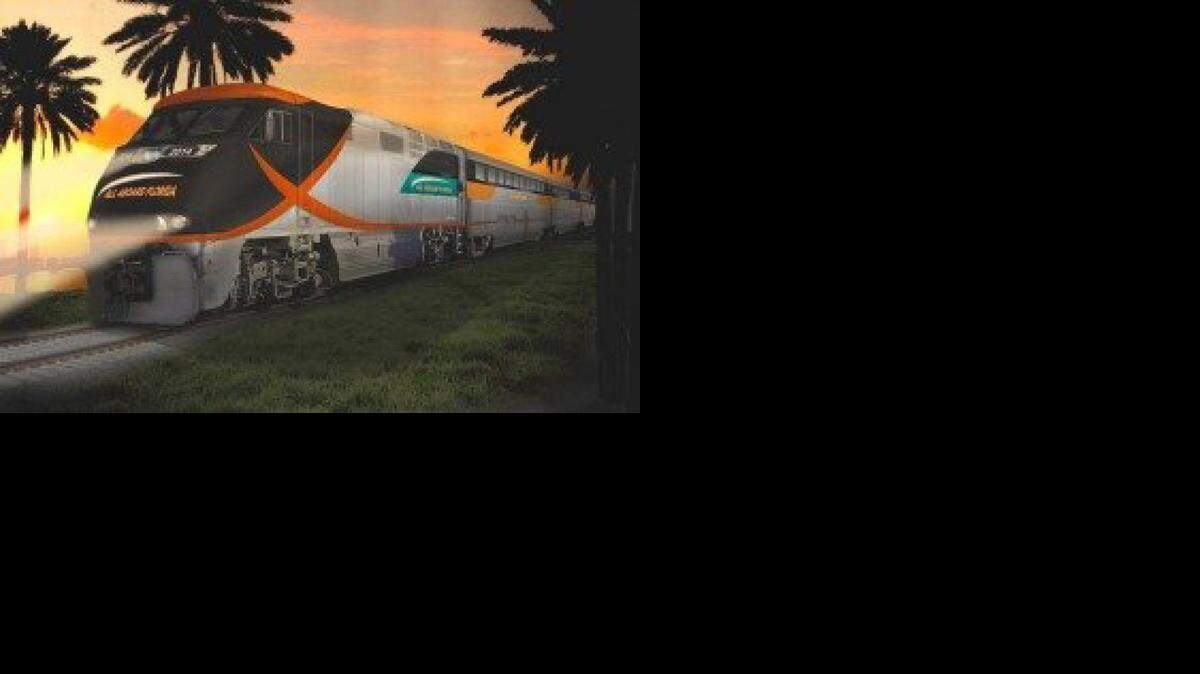 
This is a rendering of the express passenger train that may start operating as soon as 2016 between Miami and West Palm Beach before expanding to Orlando. 
