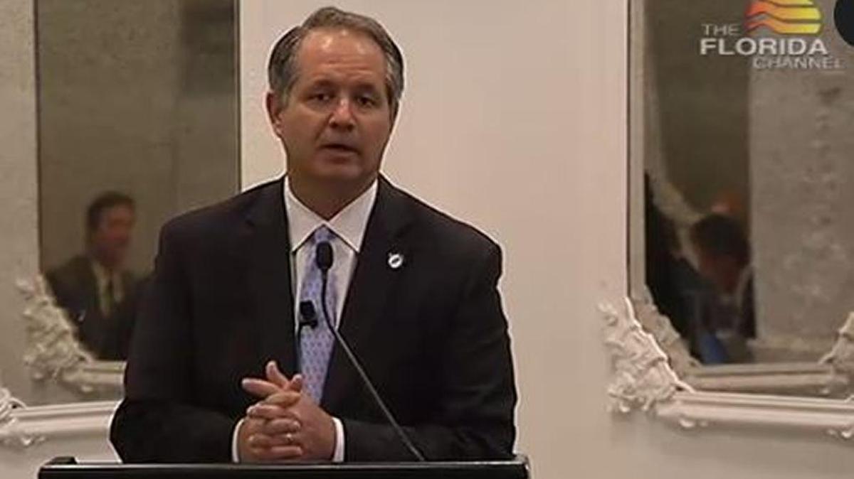 Mark Wilson, president and CEO of the Florida Chamber of Commerce, addresses the Enterprise Florida board of directors Thursday, June 1, 2017, in Tallahassee.