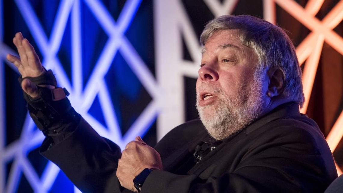 Steve Wozniak, co-founder of Apple Inc. and chief scientist of Primary Data, speaks during the TechIgnite conference in Burlingame, California, U.S., on Wednesday, March 22, 2017.