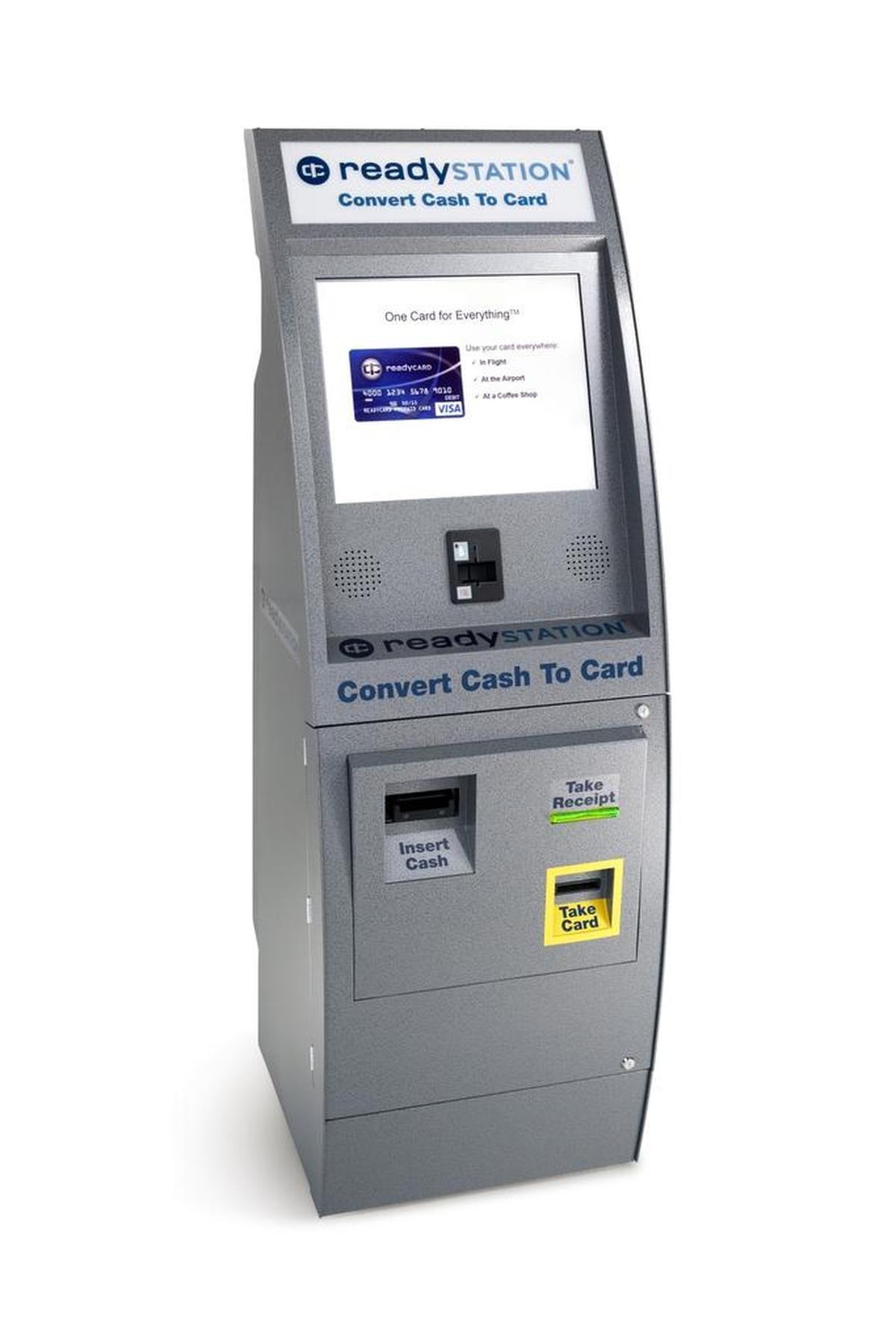 ReadyStation kiosks will convert cash to Visa debit cards that can be used to pay for American Airlines fees. There will be 11 kiosks installed at MIA for American passengers.