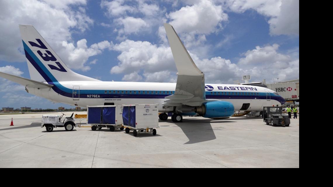 
Boeing 737-800 readies at MIA for the first revenue flight for the relaunched Eastern Air Lines, Thursday May 28, 2015.
