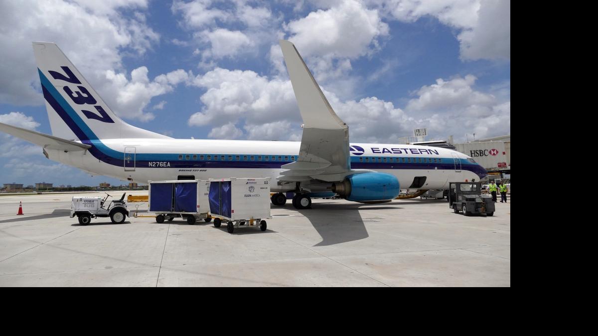 
Boeing 737-800 readies at MIA for the first revenue flight for the relaunched Eastern Air Lines, Thursday May 28, 2015.
