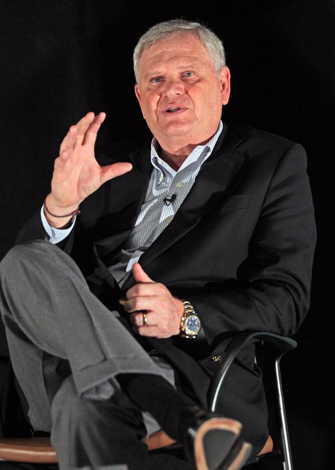 President and CEO of Univision Randy Falco is interviewed by USA today’s Technology & Digital Entertainment reporter Mike Snider as Falco discusses the future of television, home entertainment, communications and Fusion. The presentation was at the University of Miami’s Bill Cosford Cinema in 2013. Falco stepped down in 2018 amid turbulence across the U.S.-based, Spanish-speaking TV landscape.