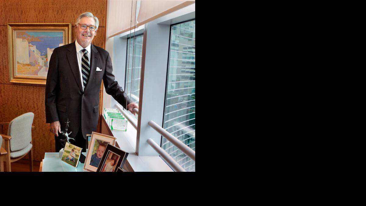 
G. Frederick Reinhardt, chairman and CEO of Espirito Santo Bank, in his office at 1395 Brickell Ave., Miami.
