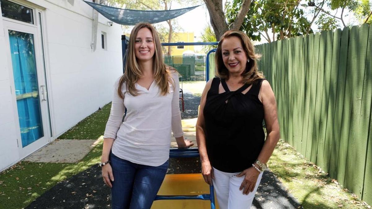Pamela Guilarte, left, and her mother, Maria Sayreat the Fun Club in South Miami on May 10. They are licensing the concept of drop-in care, aimed at parents who need childcare but not full time or who need it after hours.
