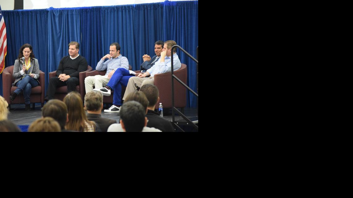 
PANELISTS: From left, Melissa Krinzman, co-founder, Krillion Ventures; Steven McKean, tech entrepreneur and startup advisor; Benoit Wirz, director of venture investments, Knight Foundation; Leandro Finol, executive director of MDC’s Idea Center; and Adam Smith, partner, Medina Capital.
