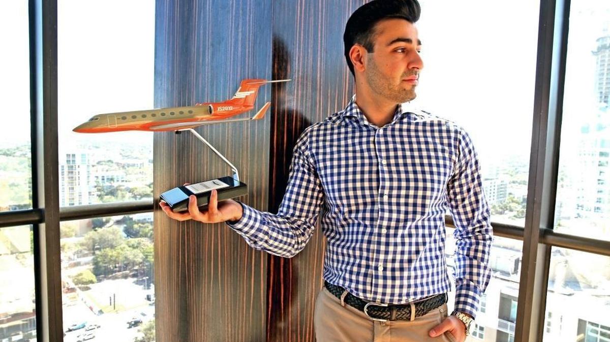 Sergey Petrossov is the 28-year-old CEO of JetSmarter, a private jet transportation marketplace that launched in 2013, is pictured in his Fort Lauderdale office.