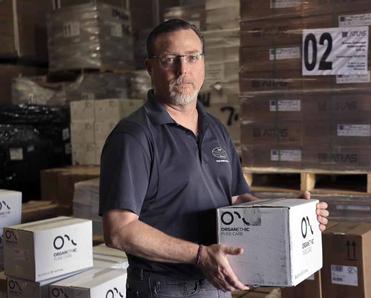 Gabriel D. Rodriguez, president of A Customs Brokerage, a customs broker and freight forwarding company, inside his Doral warehouse last week.