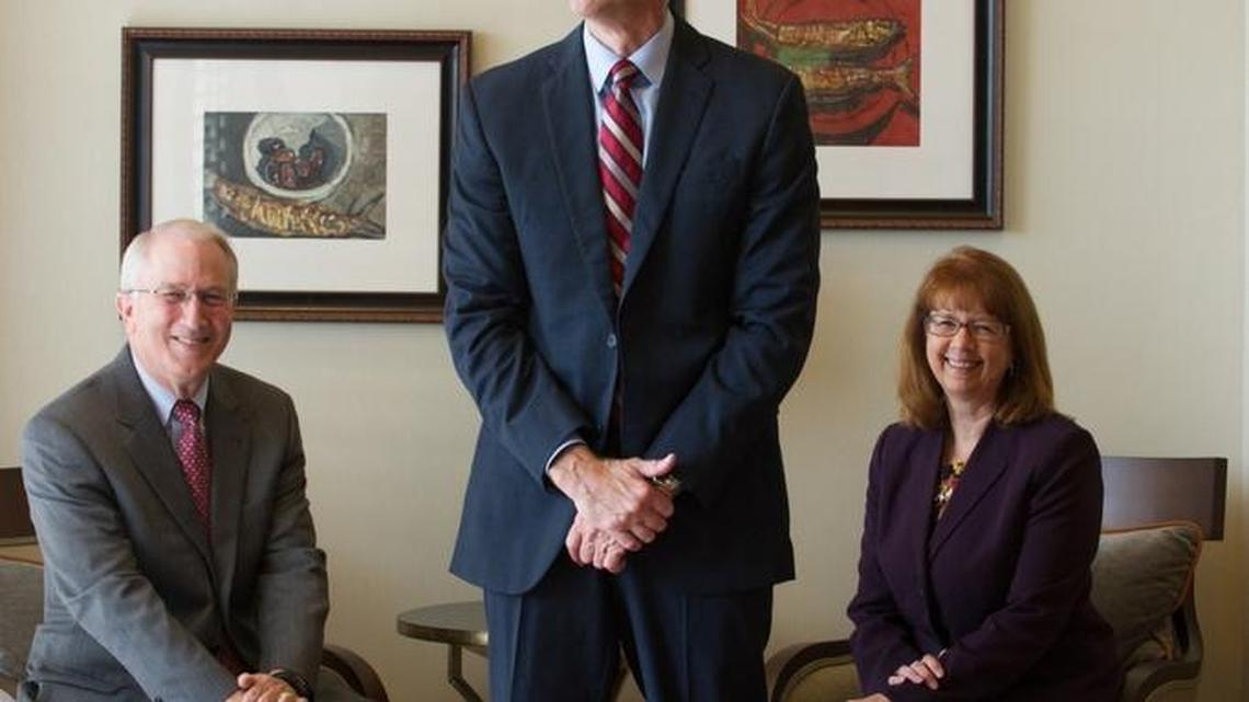 
Stonegate Bank executives, from left: David Seleski, president and chief executive officer; Steve Cameron, executive vice president and chief operating officer; and Sharon Jones, chief Financial officer, at the bank headquarters in Pompano Beach on Sept. 24, 2015. 
