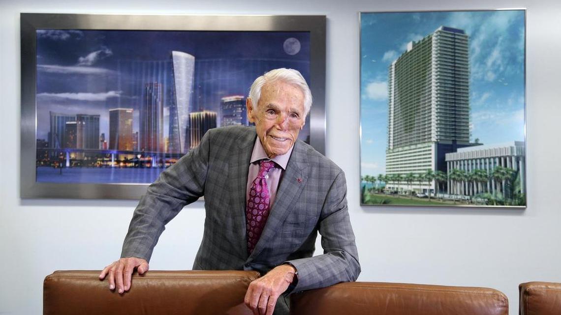 Above: Tibor Hollo — architect, president and founder of Florida East Coast Realty — pictured at his corporate office in downtown Miami. He told the Miami Herald in 2016, “I recognized in the late ’60s that there will be re-immigration into the core of the city.”
