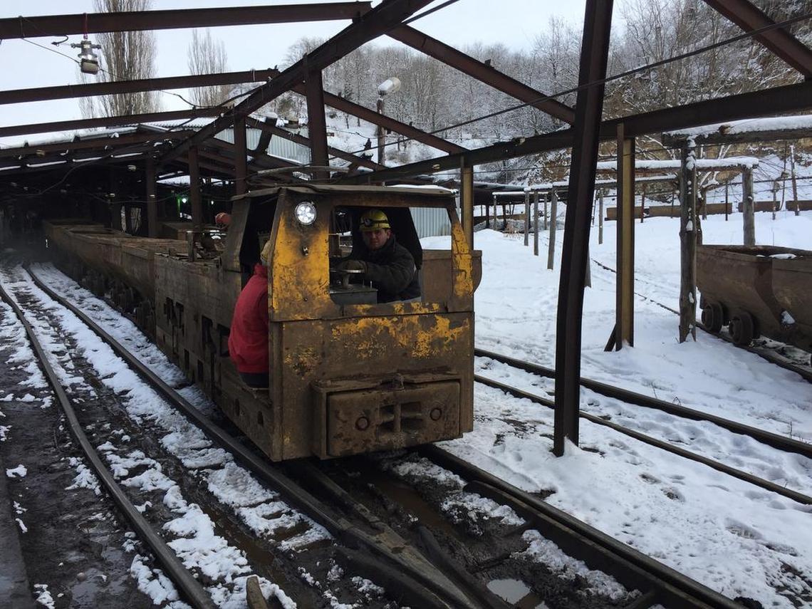 One of the rail car lines that miners use to probe deep into the hilly terrain in and around Chiatura, in western Georgia, to extract manganese ore.