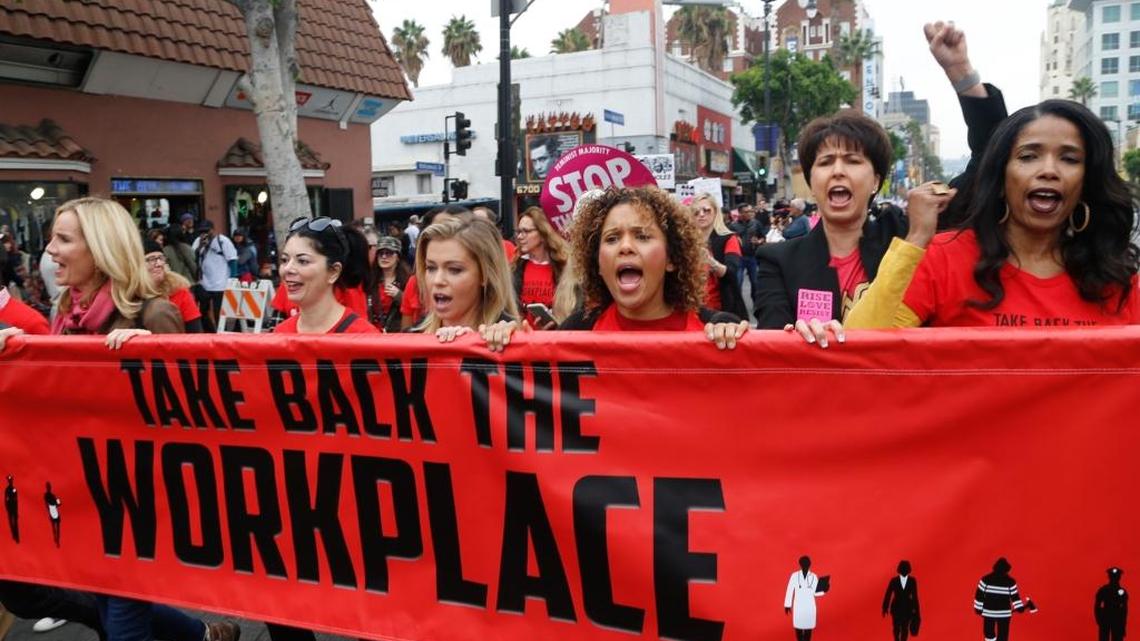 Participants march against sexual assault and harassment at the #MeToo March in the Hollywood section of Los Angeles on Nov. 12, 2017.